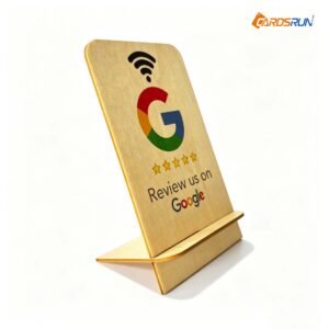 Google Map Review NFC Wood Stand Social Media Restaurant Menu Maps NFC Wooden Stand With Custom UV Print or Laser Engraving