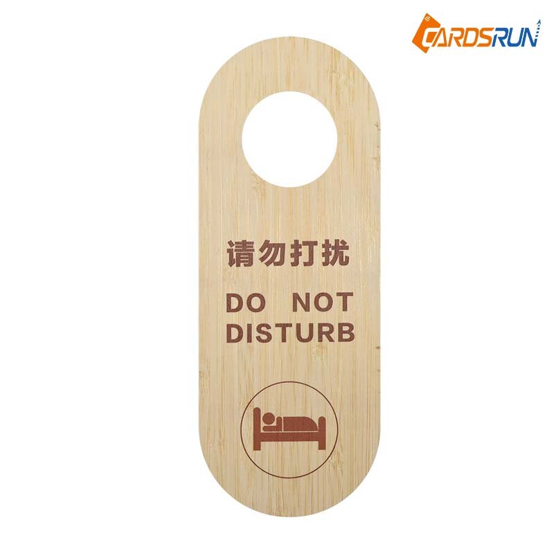 Wooden Rectangular Double-Sided Creative Door Hanger Printed 'Please Clean' Reminder Custom Engraved Design for Hotel Homestay