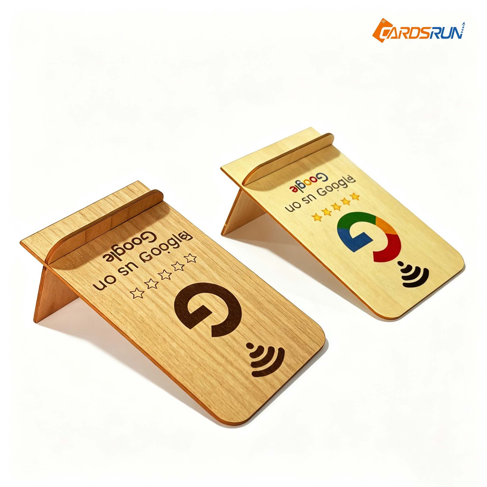 Table Sign Menu Nfc Stand Touchless RFID Custom Qr Code Google Review Nfc Wooden Nfc Display to Scan Wood Stand for Restaurant / Hotel