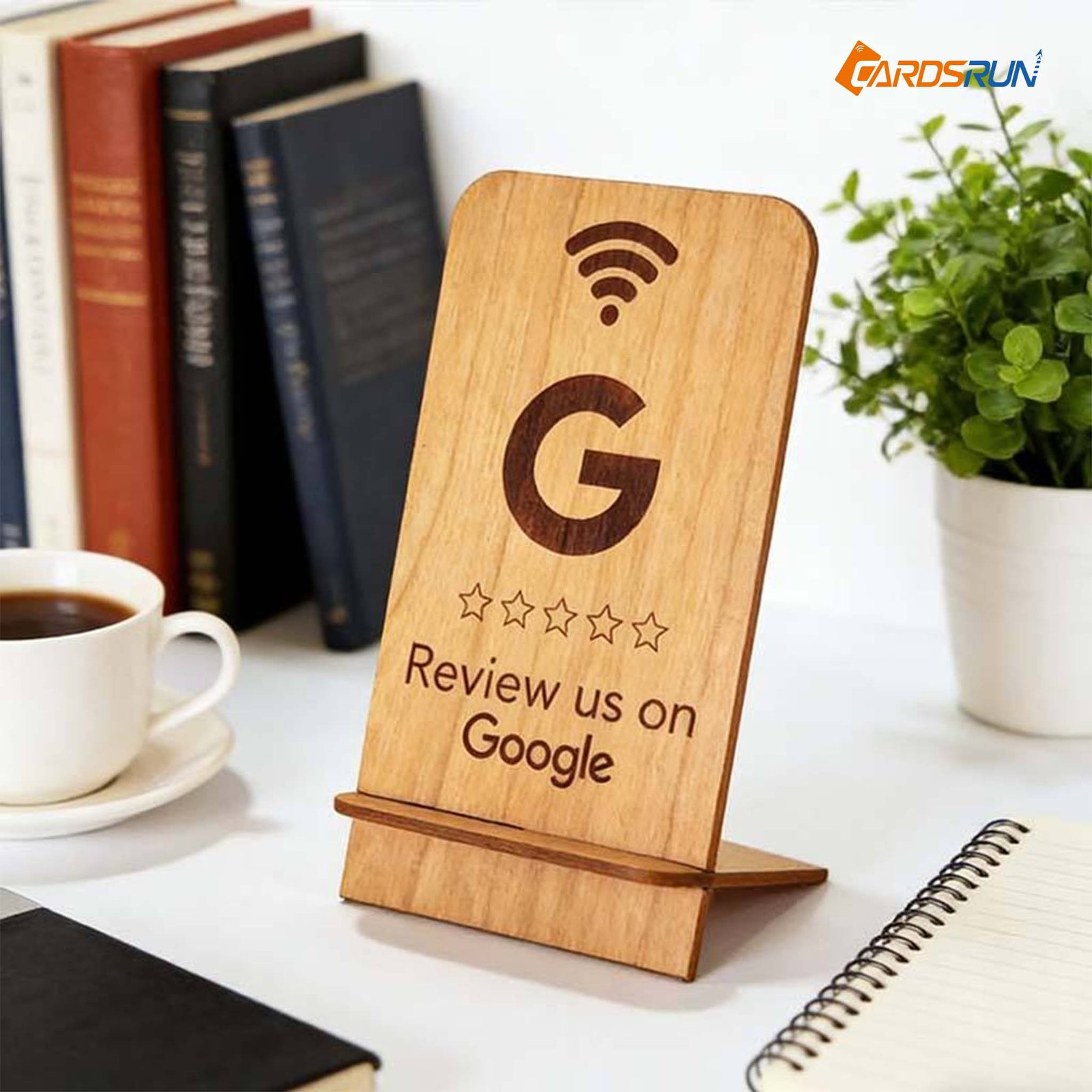 Contactless Google Review NFC Wood Stand QR Code Restaurant NFC Table Menu Wooden Stand Display Nfc Stand - Image 3