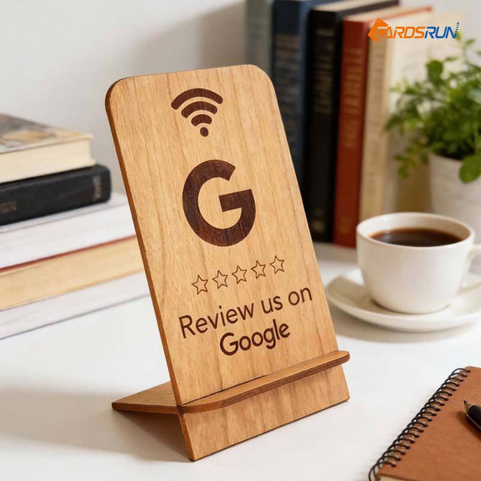 Google Map Review NFC Wood Stand Social Media Restaurant Menu Maps NFC Wooden Stand With Custom UV Print or Laser Engraving - Image 3