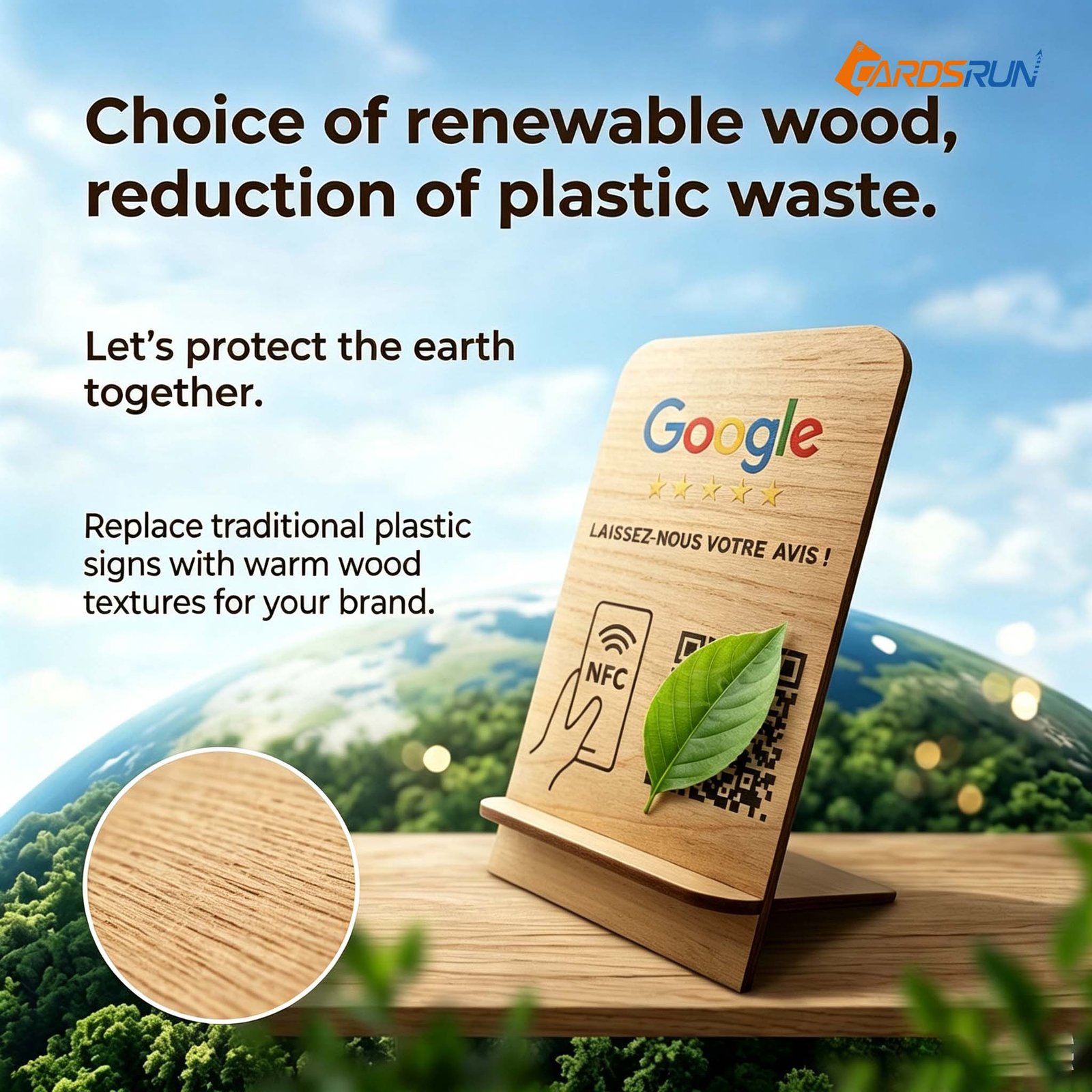 Contactless Google Review NFC Wood Stand QR Code Restaurant NFC Table Menu Wooden Stand Display Nfc Stand - Image 4