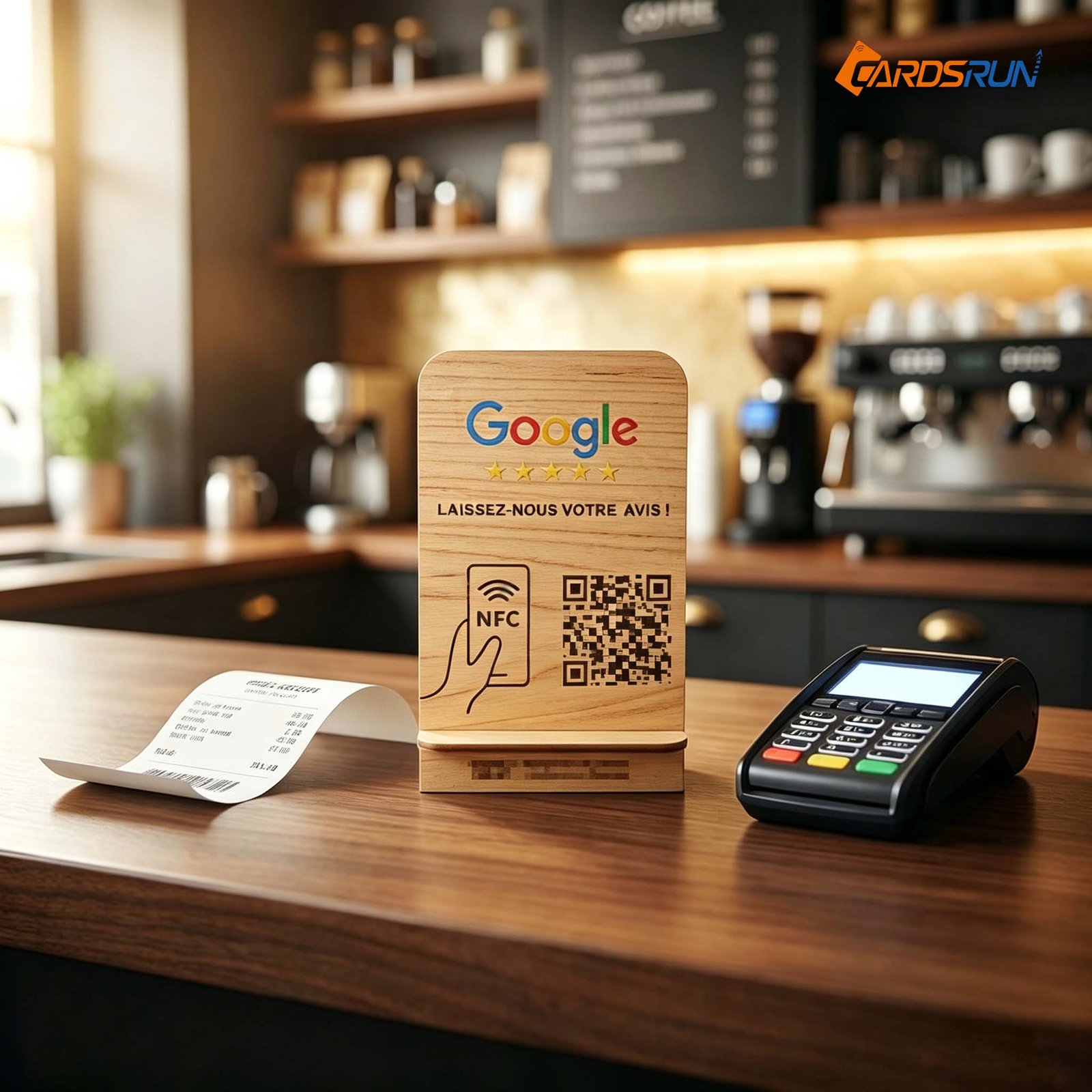 Customizable NFC Programmable Wood Table Stand 13.56MHz RFID Communication Interface Enhanced Google Review Stand for Restaurant Hotel - Image 4