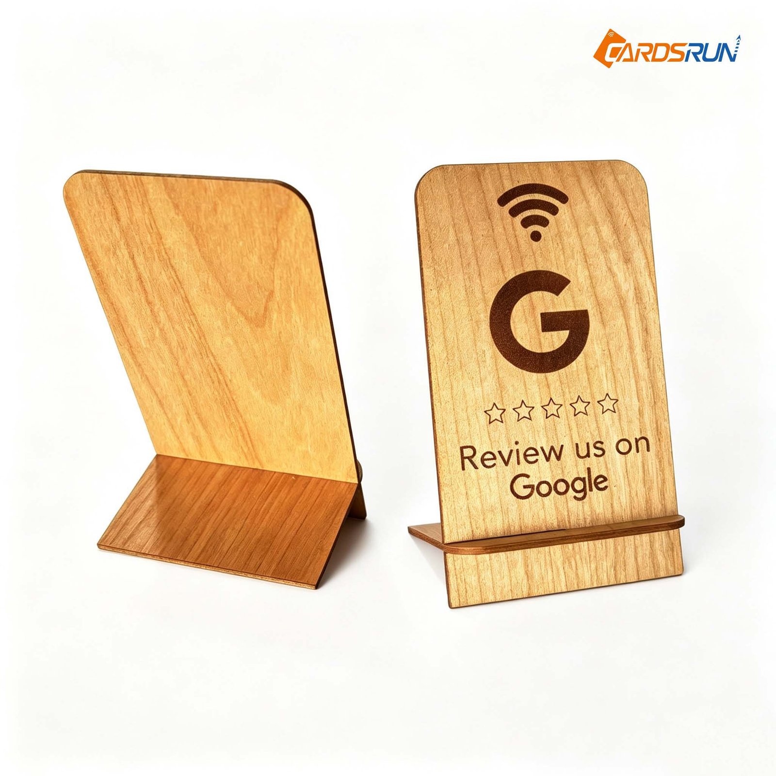 Custom Wooden Google Review NFC Stand Social Media Review Rfid Menu QR Code Table Display Sign Stand